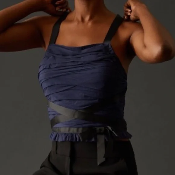 Anthropologie Shirred Tulle Tank XL NWT - Picture 4 of 10